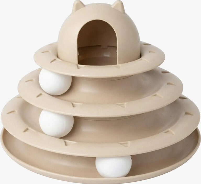 Brinquedo Interativo P/ Gatos Torre De Bolinhas Cores Bege