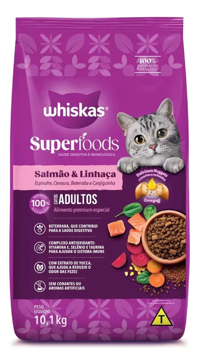 Ração Whiskas Gato Adulto Seca Salmão 10.1kg