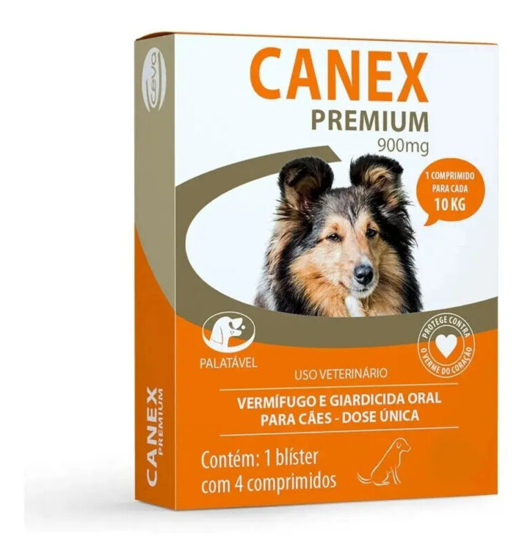 Vermifugo Canex Premium 900mg Para Cães De 10kg 4 Comprimidos