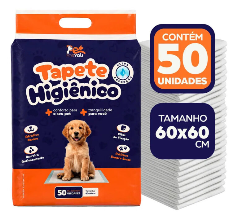 Tapete Higiênico Pet 50 Unidades 60×60 Descartável Cão Gato