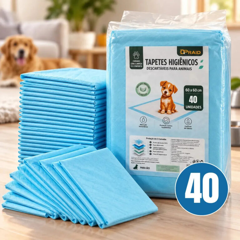 Tapete Higiênico Para Cachorro Super Absorvente 40 Unidades 60×60 Descartável Pet Cão Proteção Piso Alta Absorção