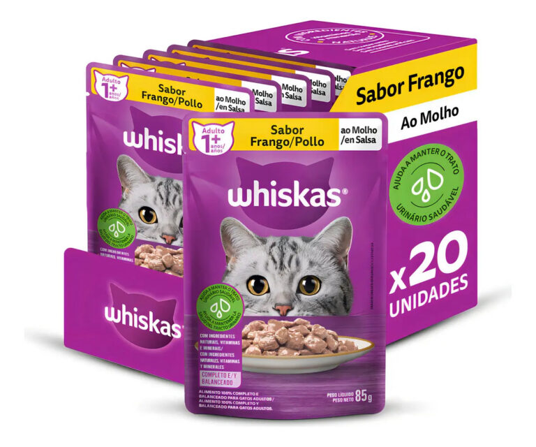 Sache Whiskas Sachê Frango ao Molho para Gatos Adultos caixa com 20 unidades de 85 g
